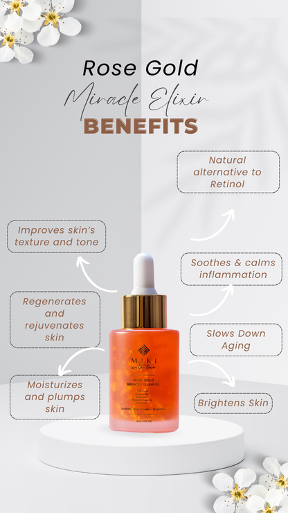 24K Rose Gold Miracle Elixir Oil - Retinol Alternative Anti-aging & Firming Concentrate, 30ml